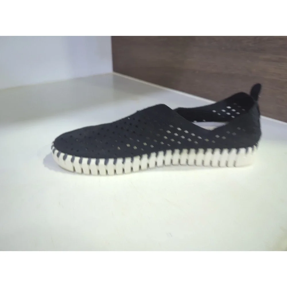 Ilse Jacobsen Tulip Plateau Black Perforated Slip On Sneakers EU 36 US 6-6.5